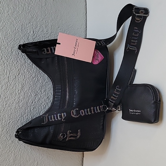 Juicy Couture Handbags - NWT Juicy Couture Material Girl Shoulder Bag With Coin Pouch Color Liquorice